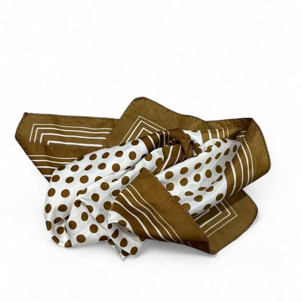 Vintage Brown and white water repellent polka dot scarf